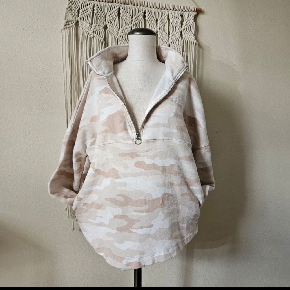 PINK Victoria's Secrey Camouflage Half-Zip Pullover Crew S